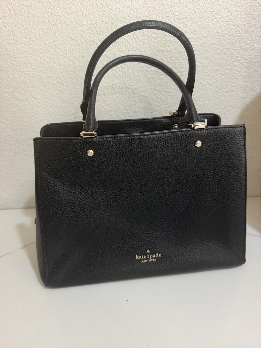 kate spade Black Pebbled Leather Structured Satchel - Picture 1 of 4